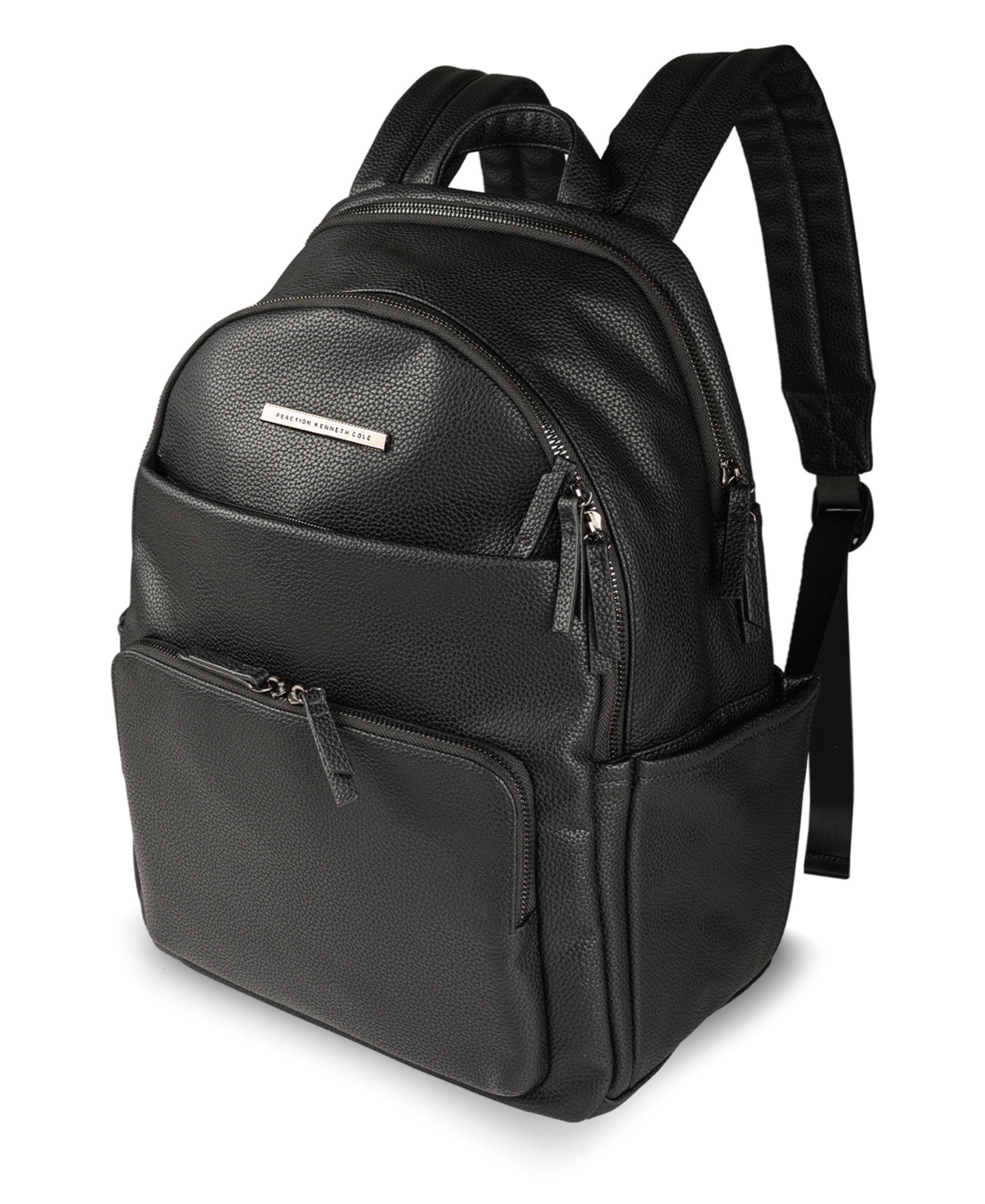 Double Compartment Faux Leather Women's 15" Laptop Fashion Backpack - Black