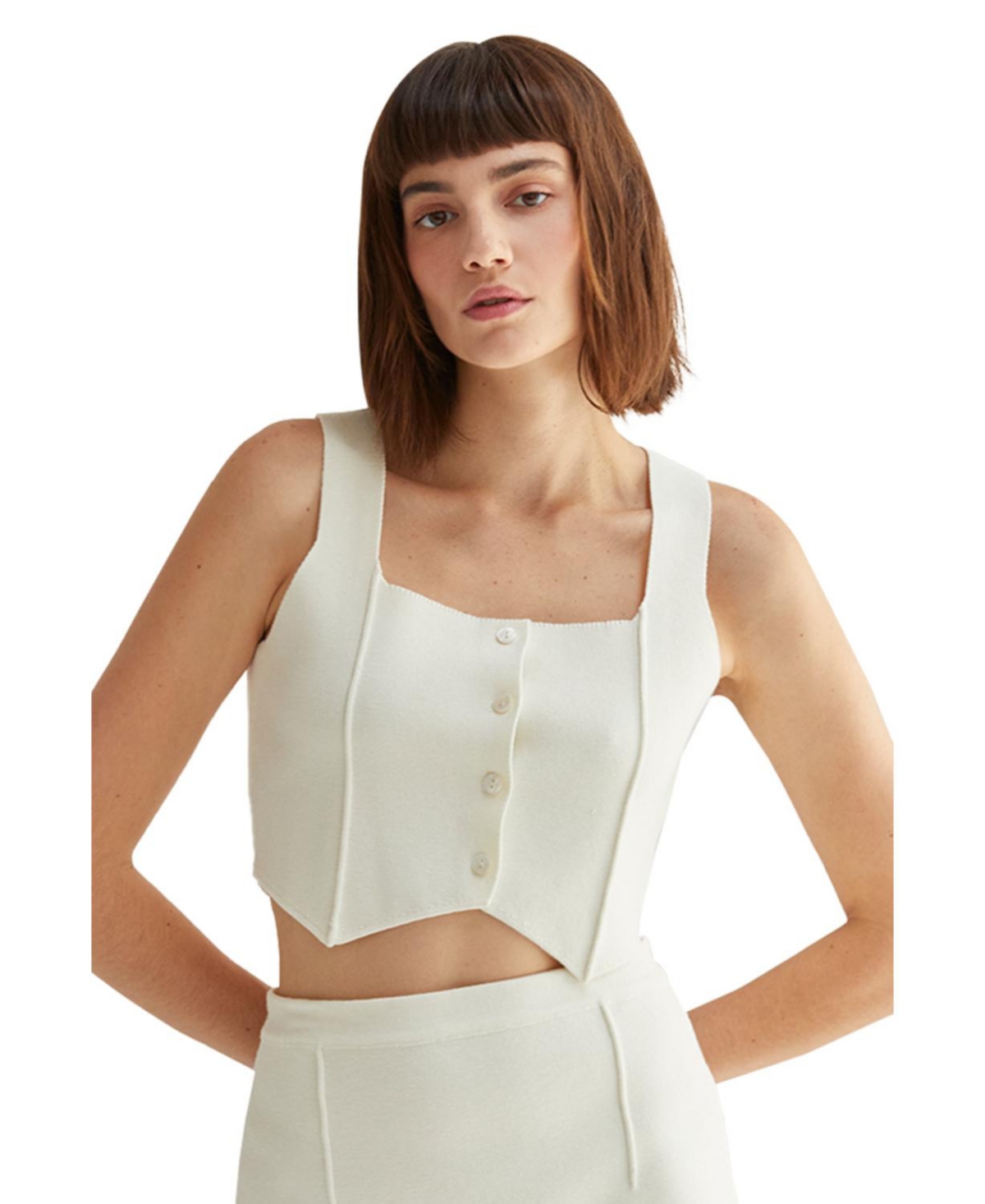 Women's Charlotte Jacquard Knit Vest Top - White