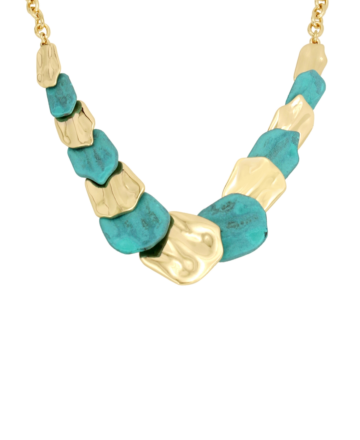 Shop Robert Lee Morris Soho Turquoise Patina Petal Layered Bib Necklace