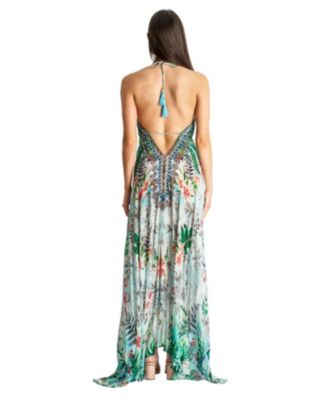 Women's Maxi Boho Art Halterneck Dress