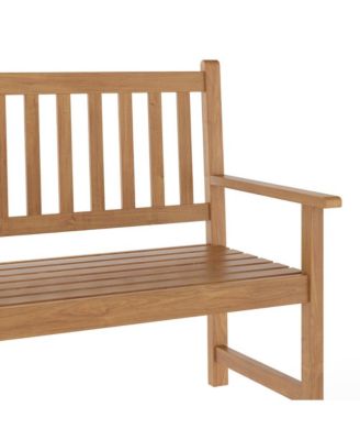 Andover Indoor/Outdoor Patio Bench/Dual-Person Loveseat With Slatted Acacia Wood Design For Use In Sunroom, Backyard, Porch, Or Garden