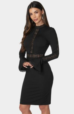 Women's High Neck Lace Midi Dress