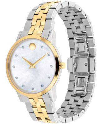 Women's Swiss Museum Classic Diamond (1/20 ct. t.w.) Two Tone Stainless Steel Bracelet Watch 33mm