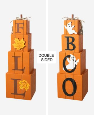 25.5"H Halloween and Fall Wood Reversible Boxed Porch Decor