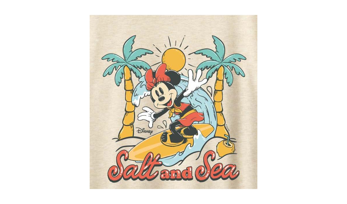 Shop Hybrid Apparel Trendy Plus Size Minnie Mouse Salt & Sea Graphic Top In Beige,khaki