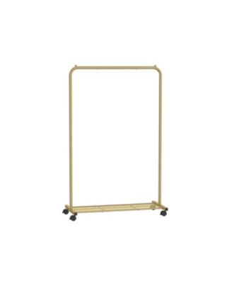 Clothes Rack with Wheels, Garment Rack, with Dense Mesh Shelf, 2 Brakes, Sturdy Steel Frame