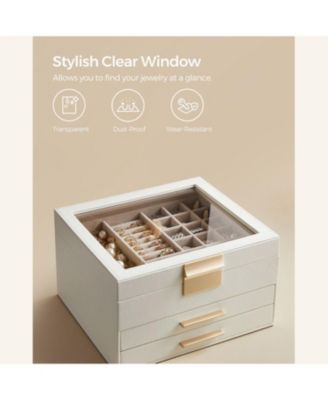 Multi-Layer Jewelry Organizer Storage Box for Rings, Necklaces