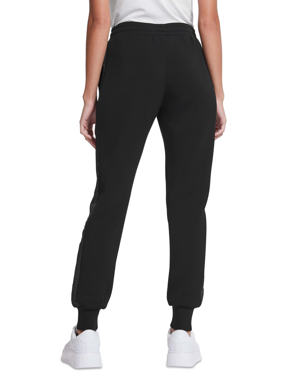 Guess Women's Allie Logo-Tape Cuffed Sweatpants - Jet Black A996
