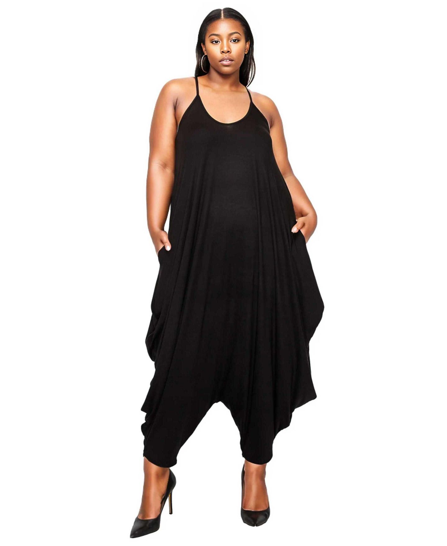 Женский комбинезон L I V D Plus Size Quinn Pocket Jumpsuit, цвет: Чёрный — фото 1