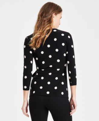 Petite Dot-Print Side-Tie Top