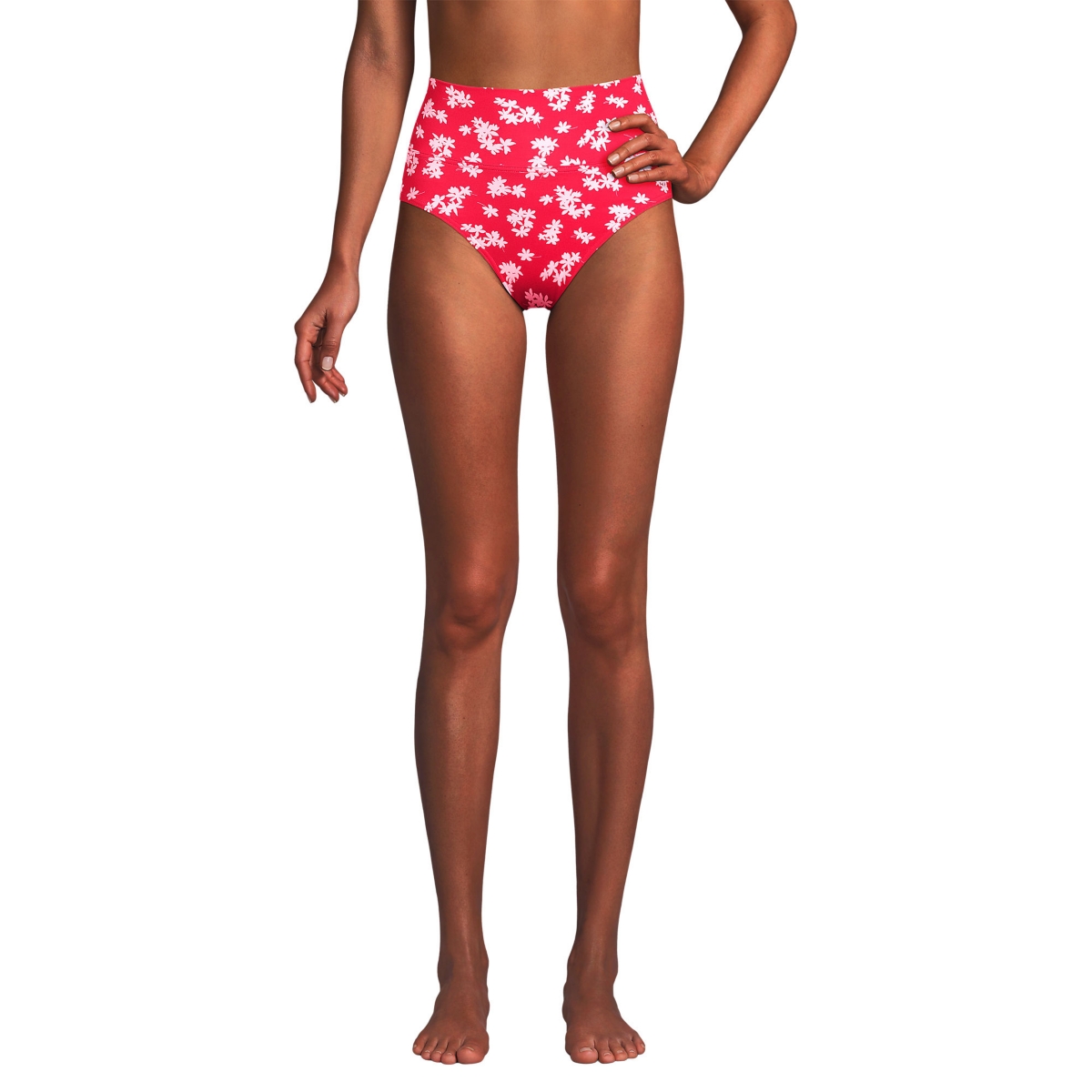 Women's Chlorine Resistant Pinchless High Waisted Bikini Bottoms - Black/white abstract floral