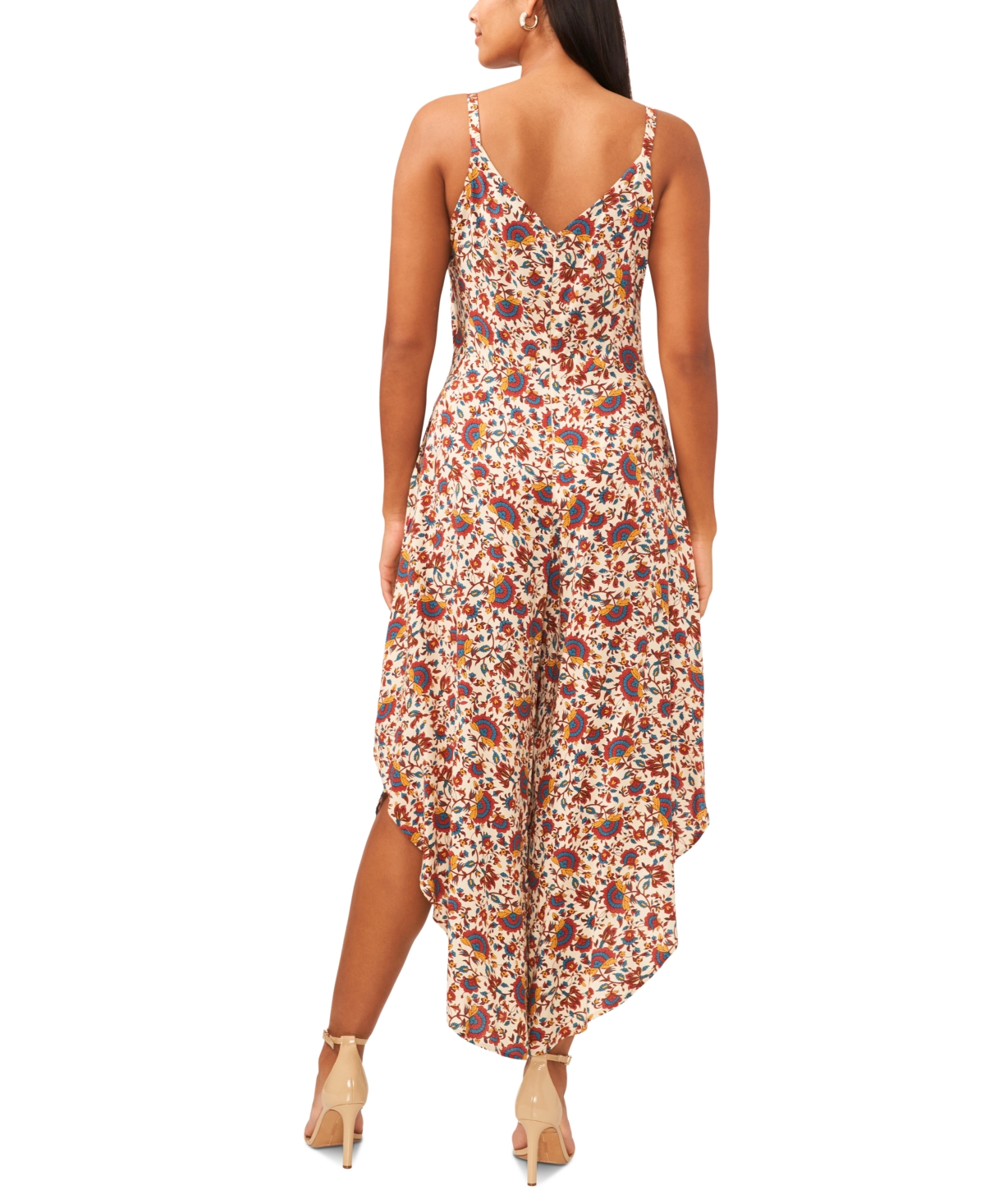 1.state Women's Printed Tie Front Sleeveless Cropped Jumpsuit