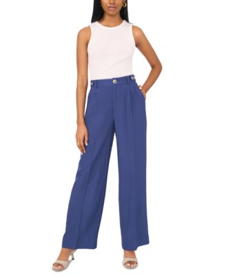 Women's Button Detail Wide Leg Pants