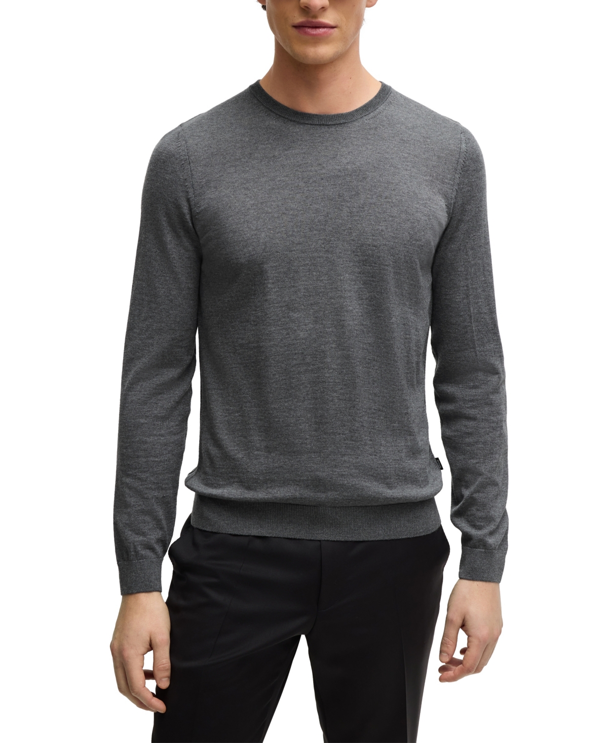 Boss by Hugo Boss Men's Slim-Fit Crew-Neck Sweater - Medium Grey