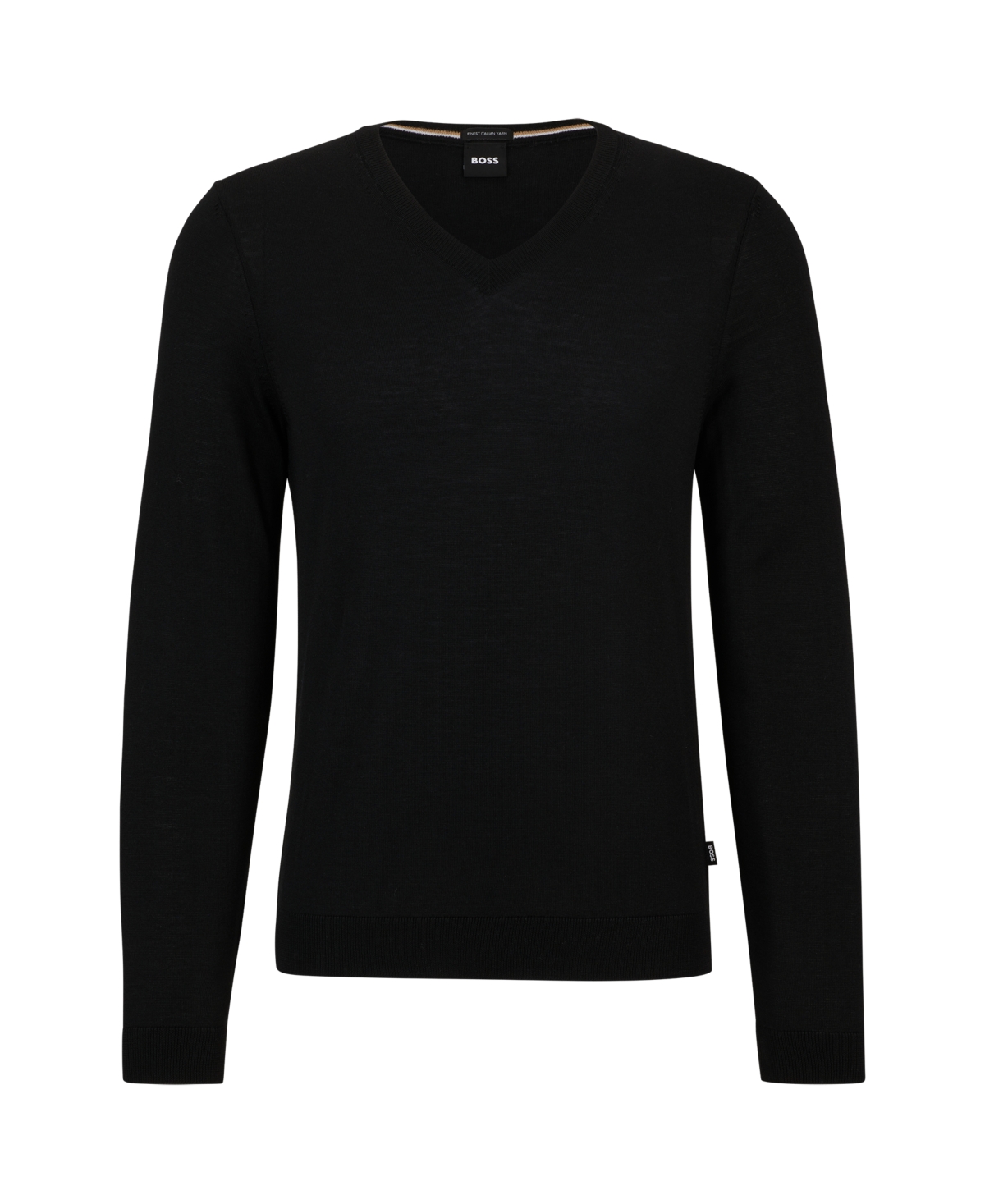 Shop Hugo Boss Boss By  Men's Slim-fit Merino Wool V-neck Sweater In Black
