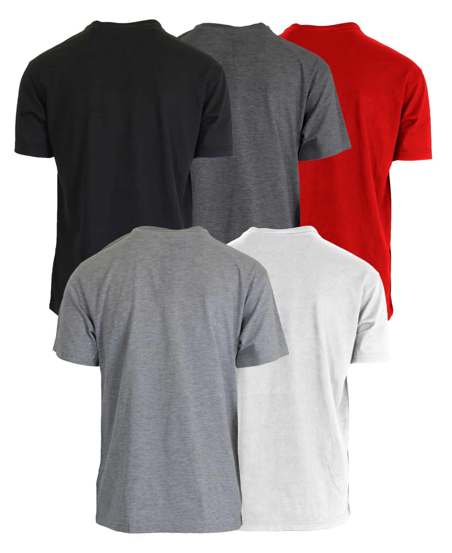 Мужские футболки Blue Ice Short Sleeve Crew Neck Tee-5 Pack, цвет: Чёрный угольный красный меланжевый серый белый — фото 2