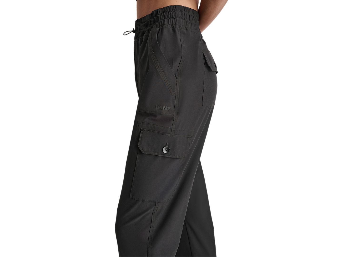 Женские брюки DKNY Drawcord-Waist Cargo Jogger, цвет: Чёрный — фото 3