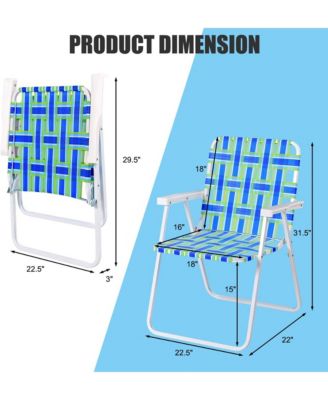 Set of 6 Patio Folding Web Chair Set Portable Beach Camping Chair Red