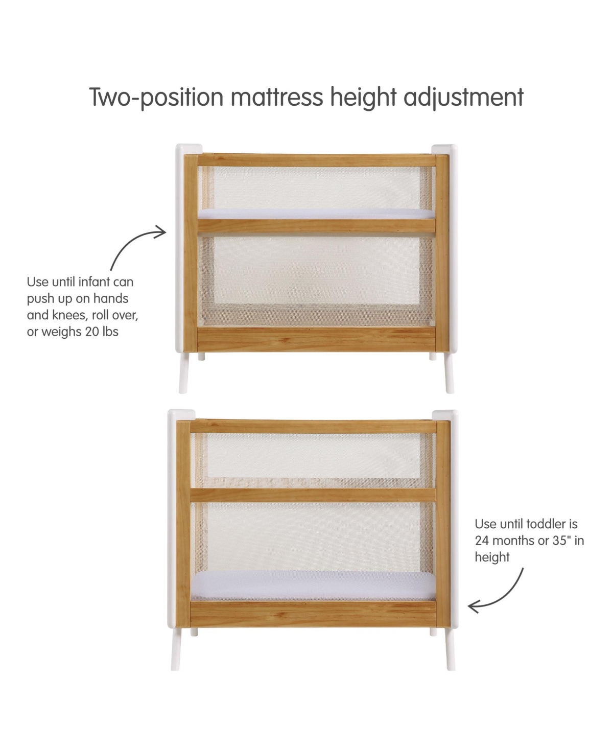 Halo Dream Inc. Breathable Mesh 2-in-1 Mini Crib - Greenguard Gold Certified