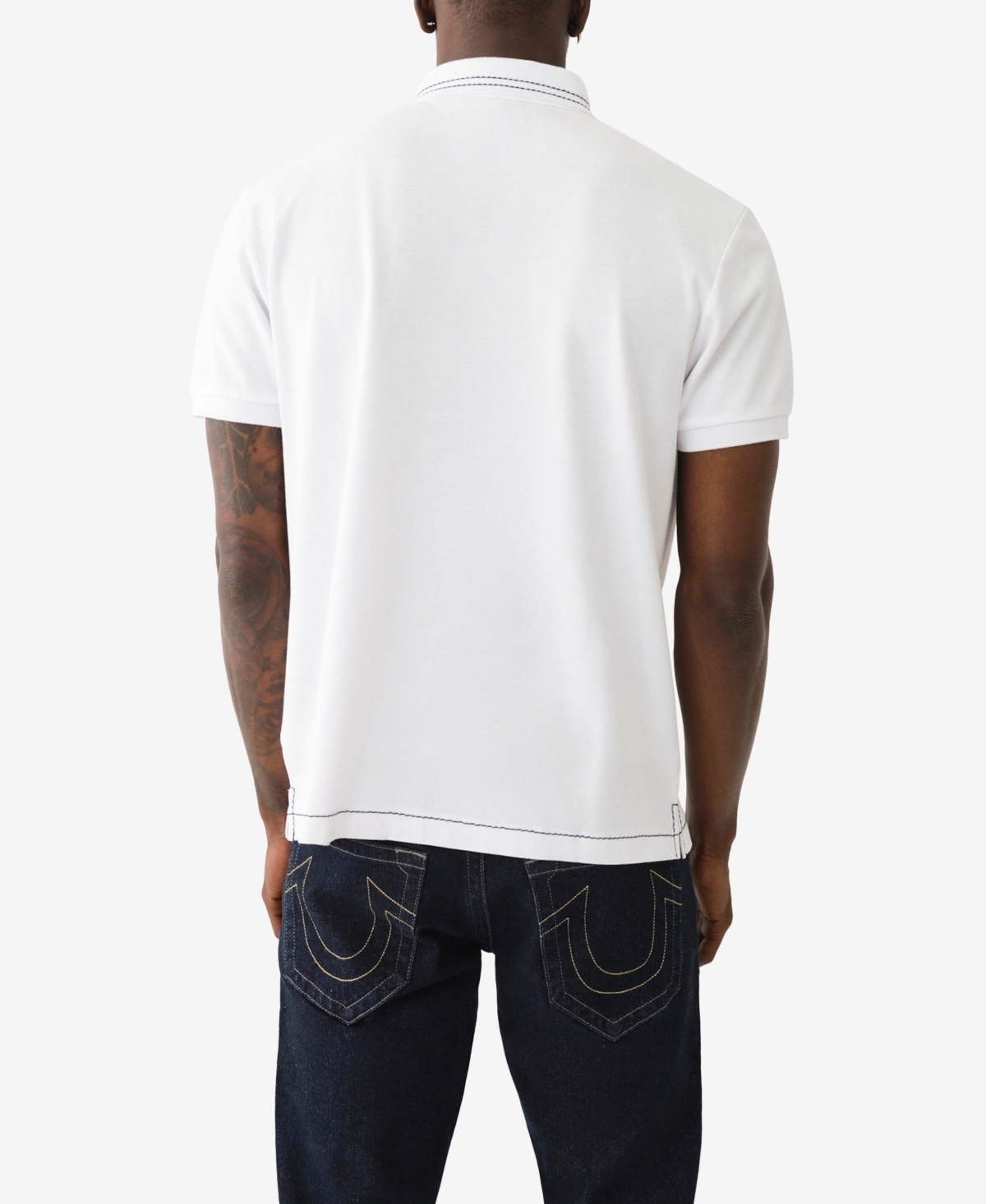 Shop True Religion Men's Big T Embro Polo Shirt In White