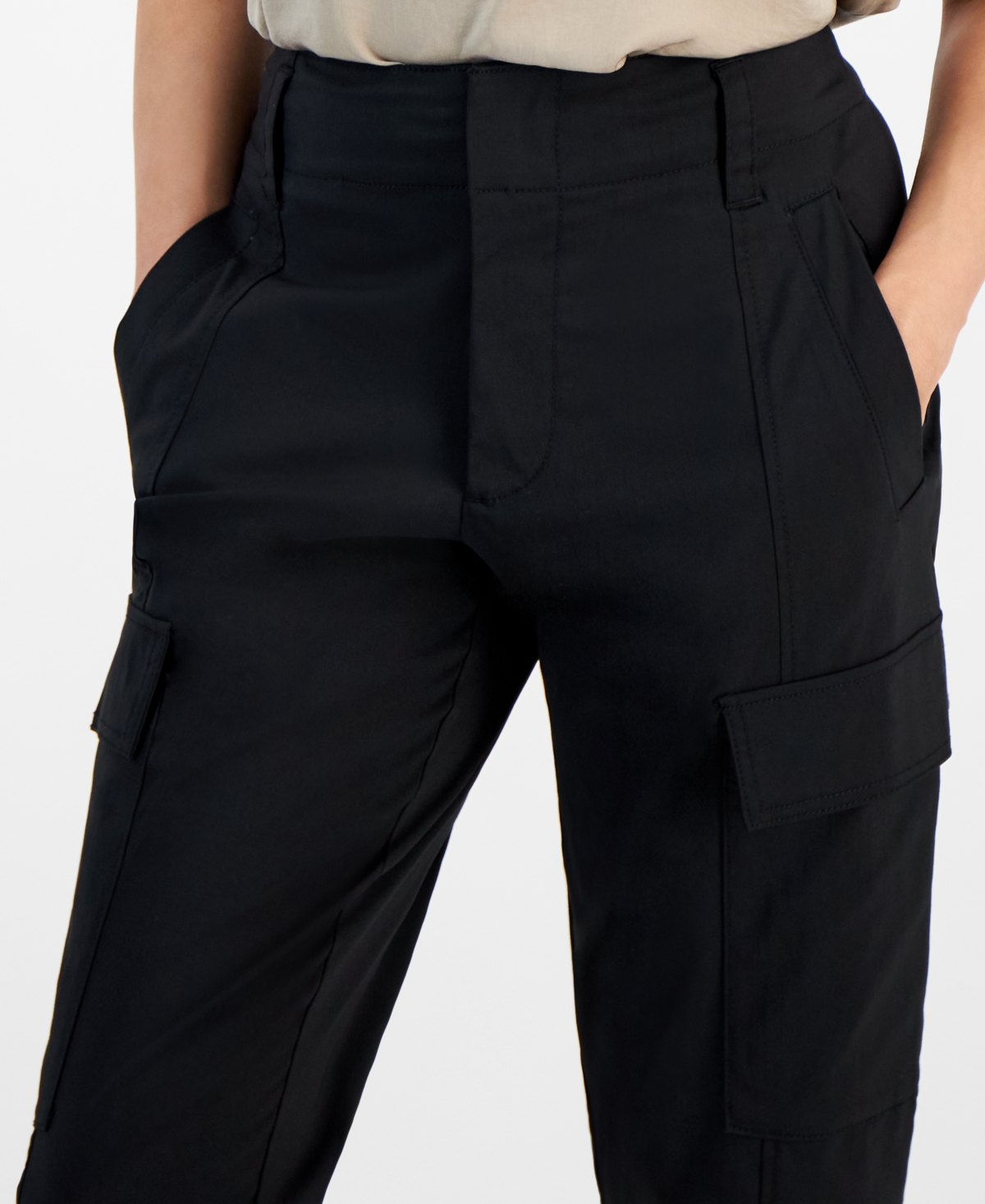 Shop Calvin Klein Jeans Est.1978 Petite High-rise Cropped Cargo Pants In Black