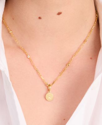 Gold-Tone Initial Polished Disc Charm Pendant