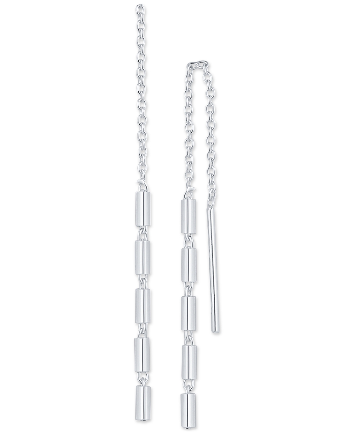 Shop Giani Bernini Polished Cylinder Threader Earrings In Sterling Silver, Created By Macy's