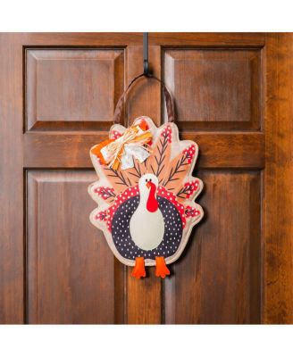 Turkey Burlap Door Decor, 13.30x17.50"H