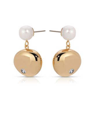 Pebble and Freshwater Pearl Dangle Earrings