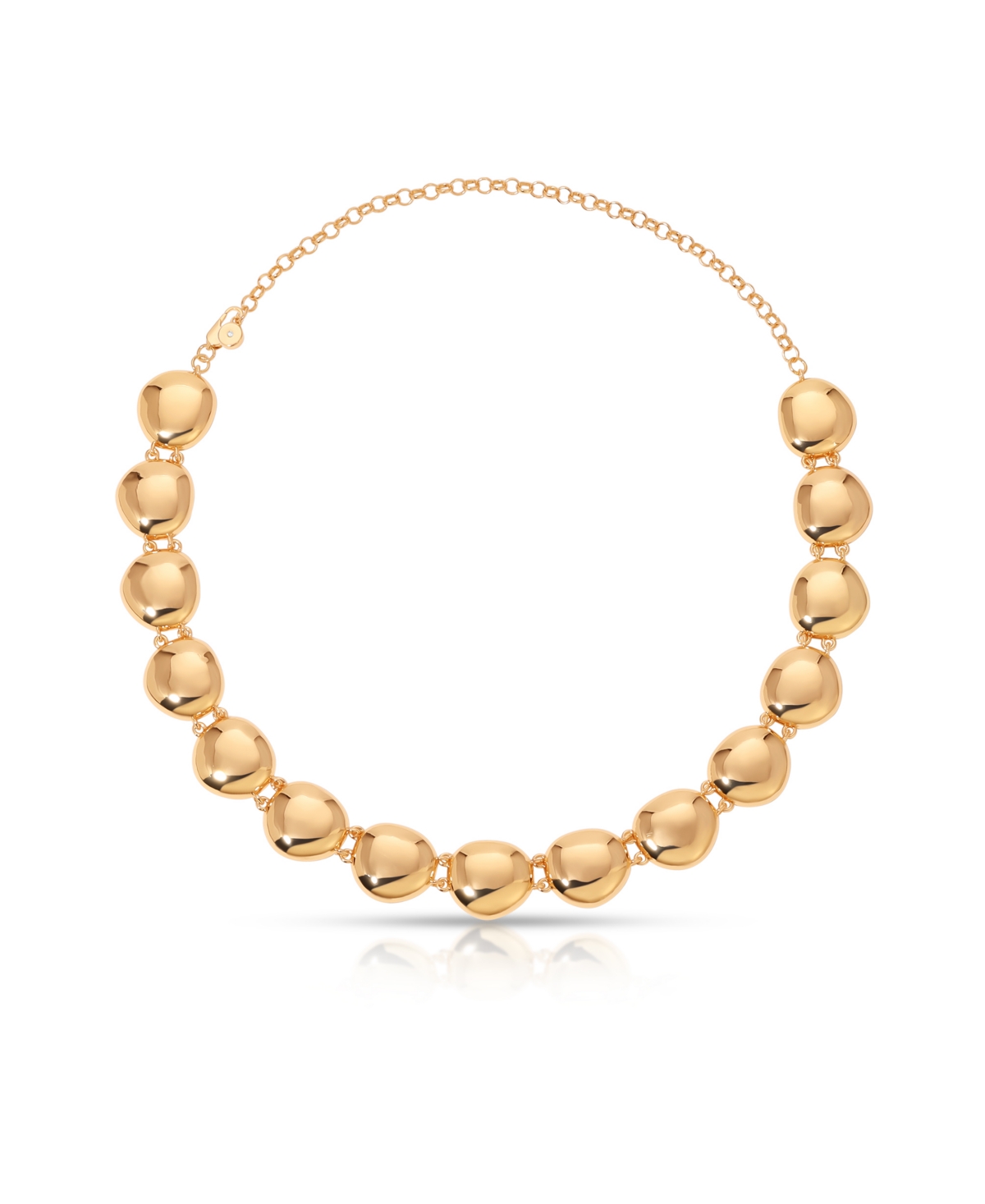Polished Pebble Choker Necklace - Gold