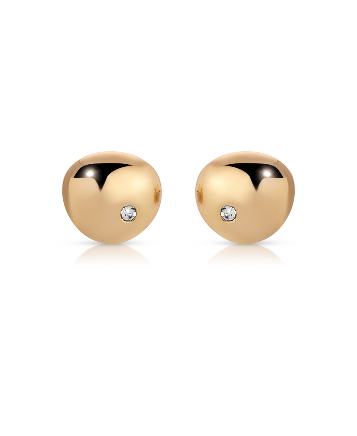 Shop Ettika Polished Pebble Single Crystal Stud Earrings In Gold