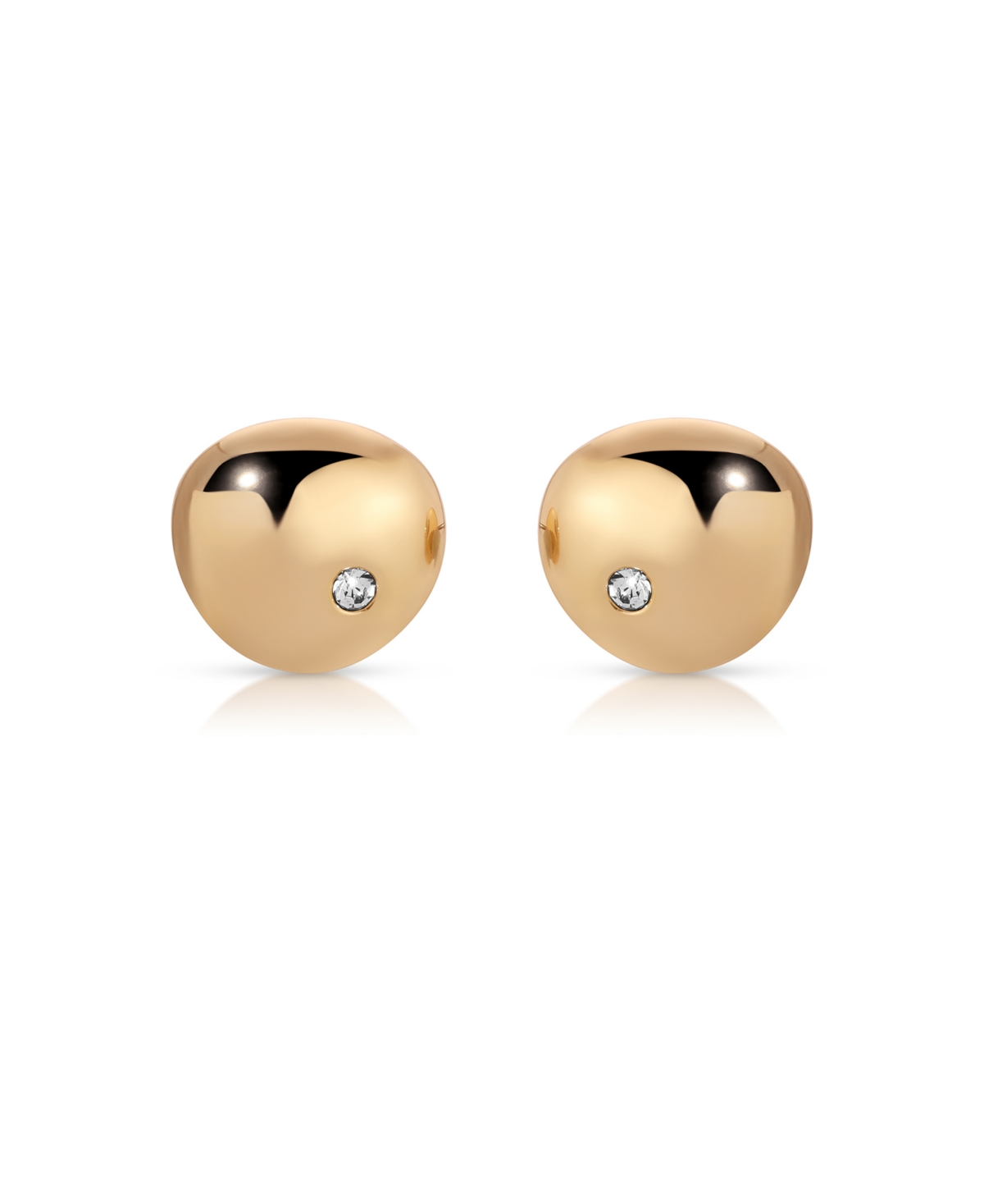 Ettika Polished Pebble Single Crystal Stud Earrings In Gold