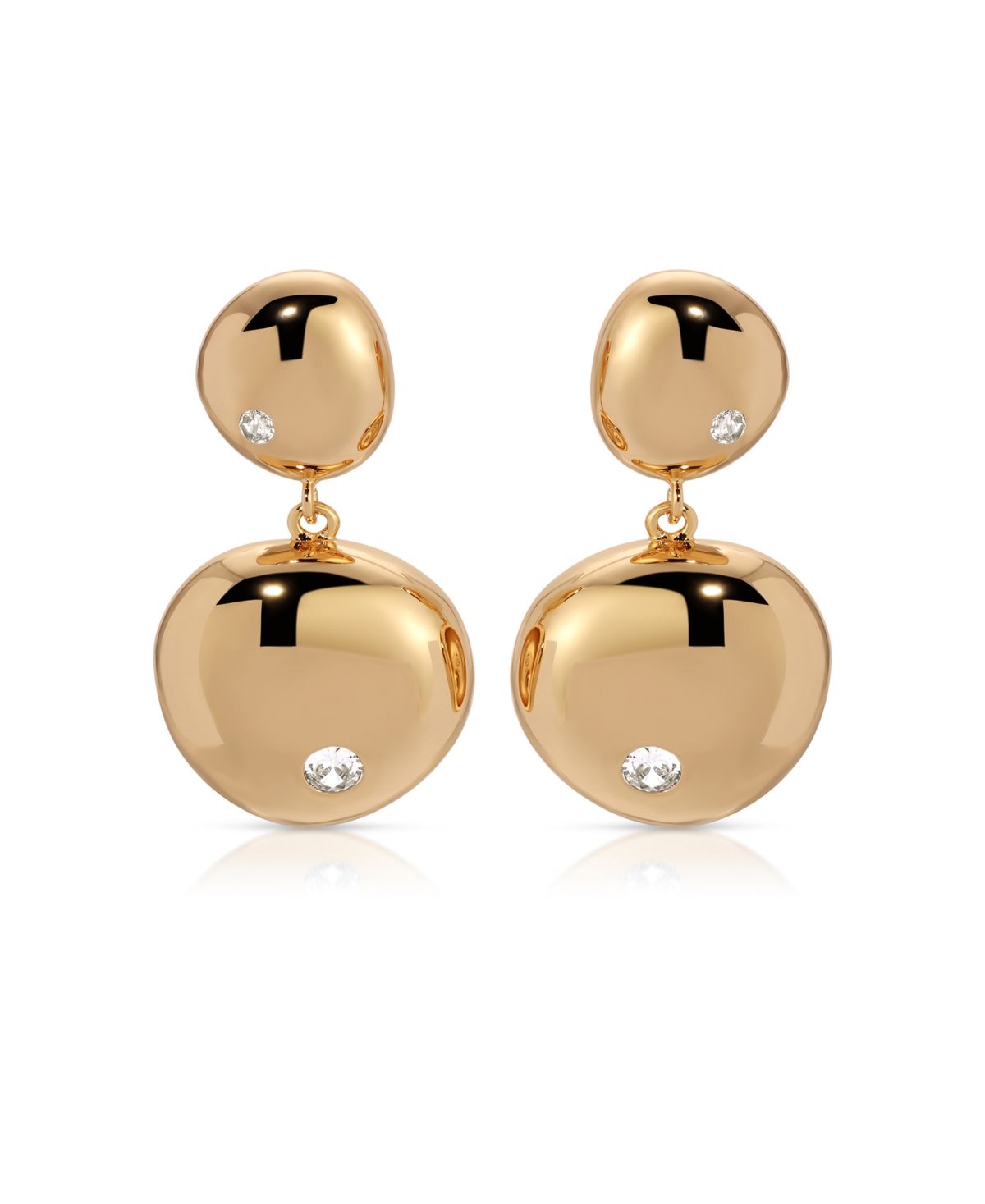 Shop Ettika Polished Double Pebble Drop Earrings In Gold