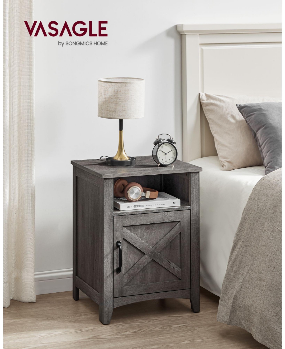 Slickblue Nightstand with Cabinet and Compartment Set of 2