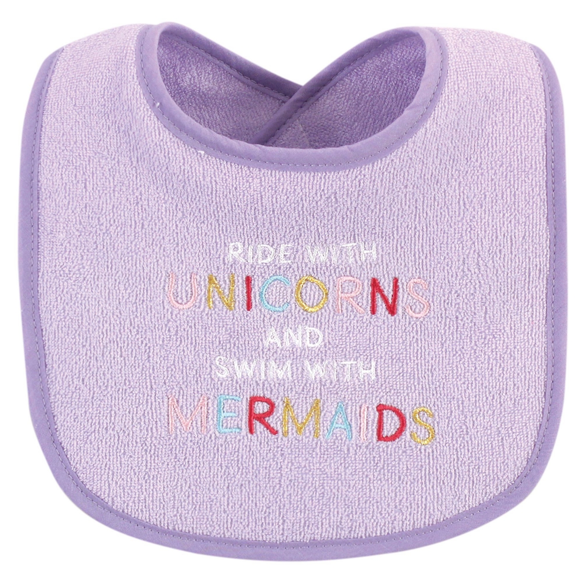 Luvable Friends Baby Girl Cotton Drooler Bibs with Fiber Filling 10pk, Unicorns And Mermaids, One Size