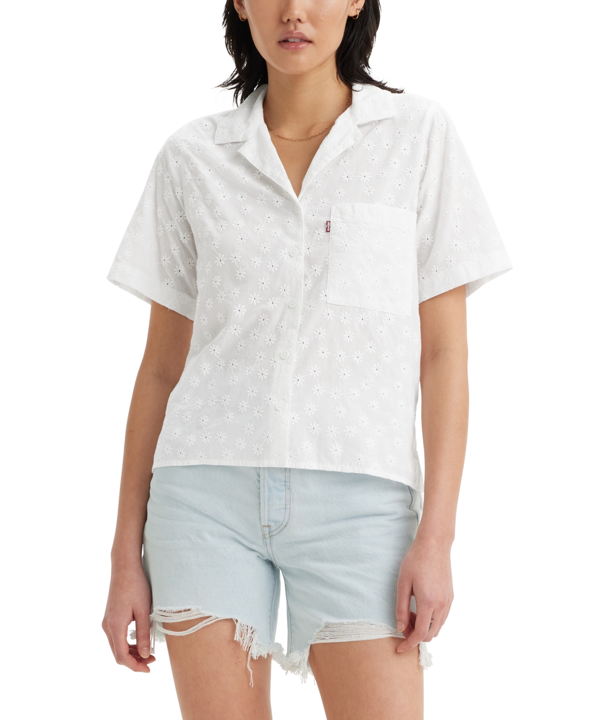 Shop Levi's Women's Joyce Resort Short-sleeve Shirt In Bright White Floral