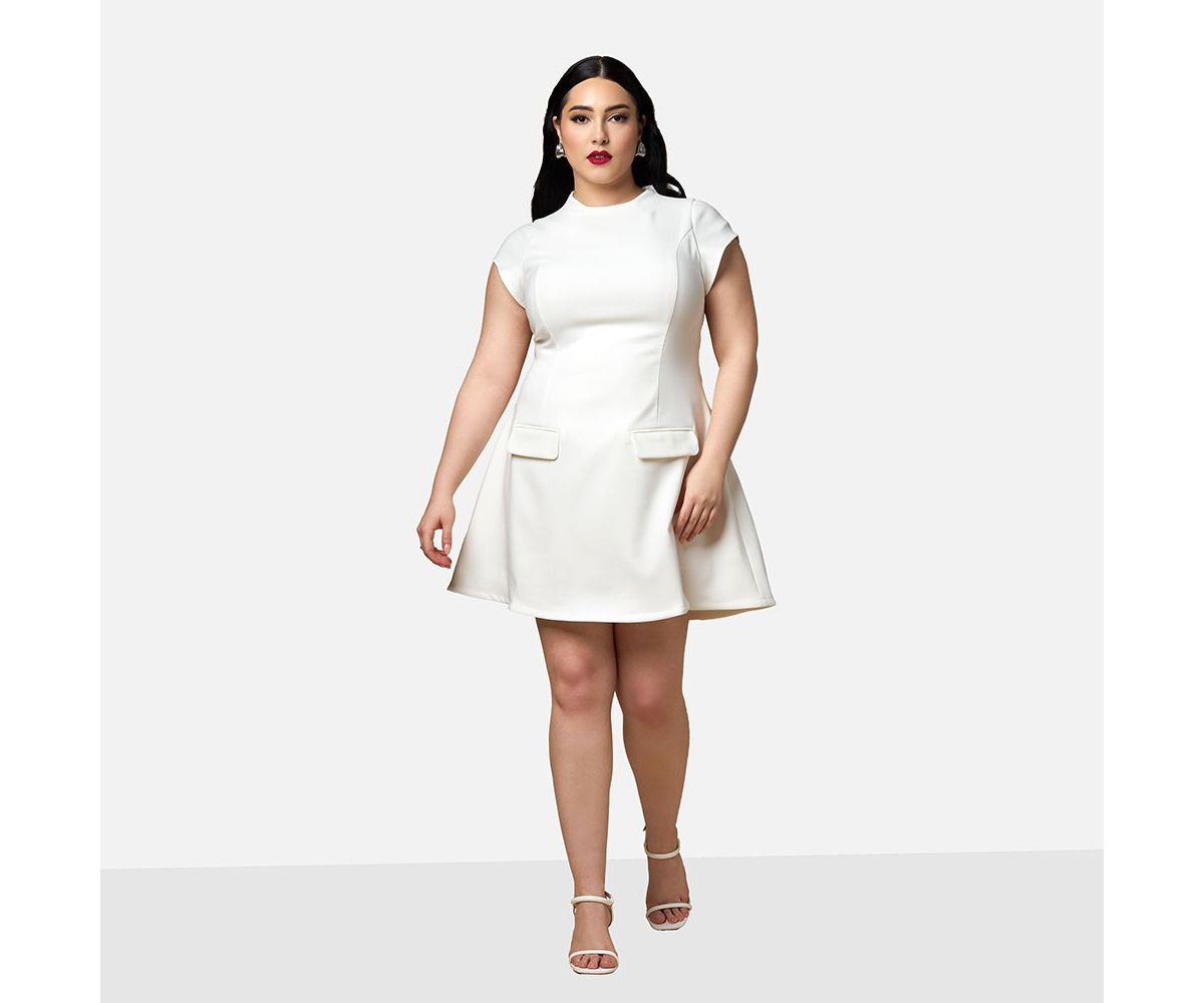 Rebdolls Plus Size Buttercup Short Sleeve Mini Skater Dress