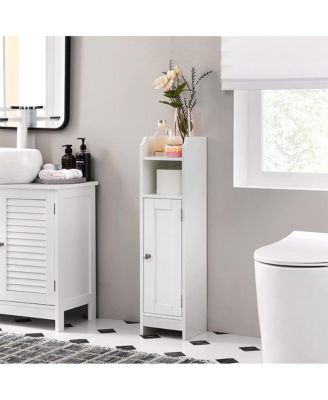 Corner Bathroom Floor Cabinet with Doors and Shelves for Compact Storage