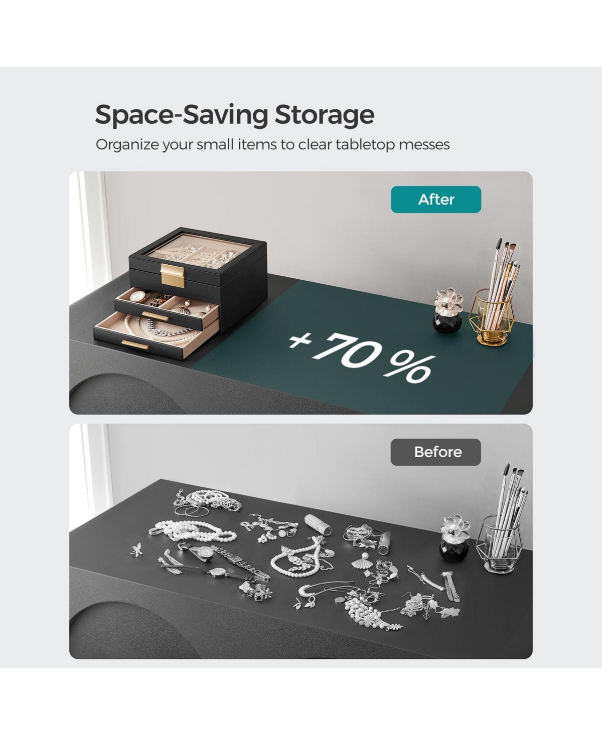 Slickblue Jewelry Box With Glass Lid, Multi-layer Organizer, For Big And Small