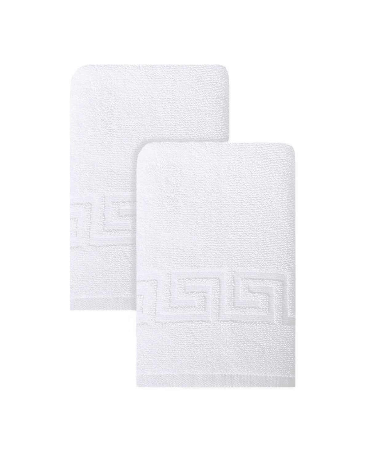 Shop Ozan Premium Home Milos Greek Key 100% Turkish Cotton Hand Towel, 16" X 30" In White