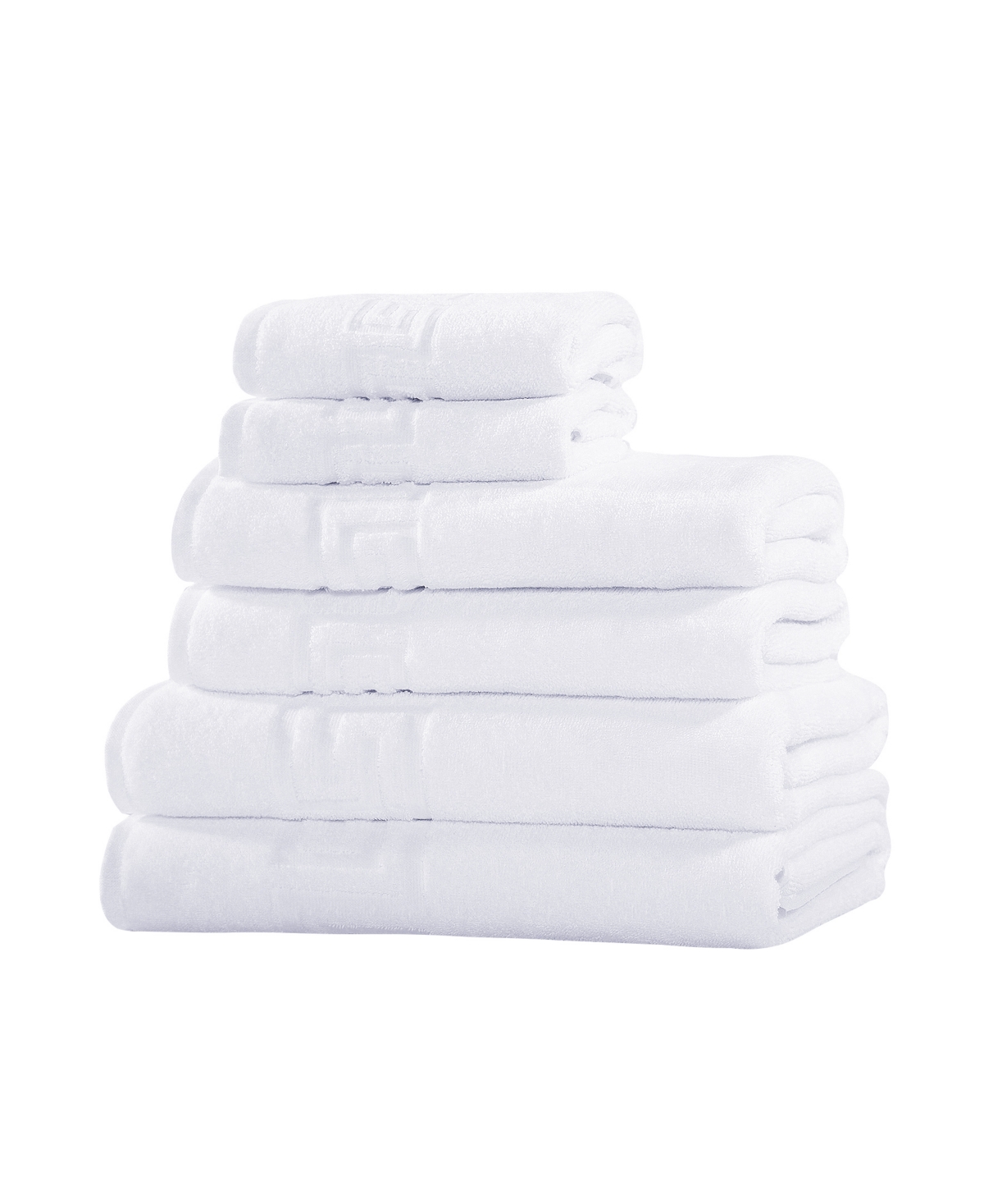 Shop Ozan Premium Home Milos Greek Key 100% Turkish Cotton 6-pc. Bath Towel Sets In White