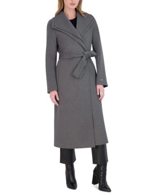 Women's Belted Wing-Collar Wrap Coat
