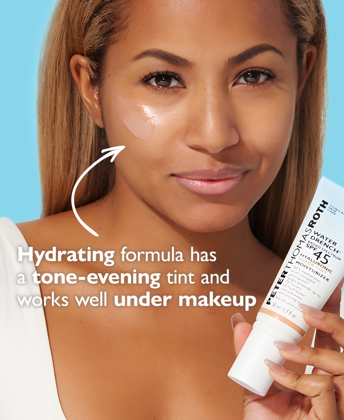 Peter Thomas Roth Water Drench Broad Spectrum Spf 45 Hyaluronic Cloud Sheer Tint Moisturizer, 50 ml In No Color