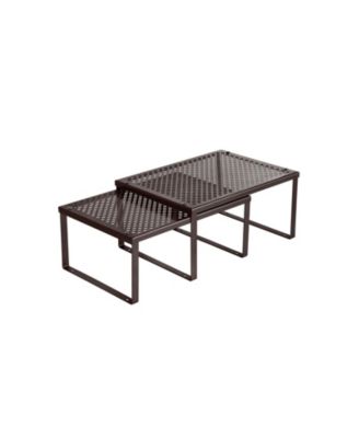 Cabinet Shelf Organizer, Stackable, Expandable, Set of 2 Metal Kitchen Counter Shelves