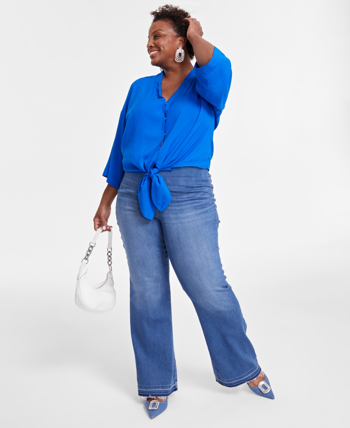 I.n.c. International Concepts Plus Size Tie-Front Top, Created for Macy's