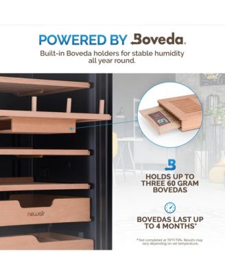x Boveda 500-Count Electric Humidor – Stainless Steel, Temp Control, Spanish Cedar Shelves, Built-In Humidity System for Cigars