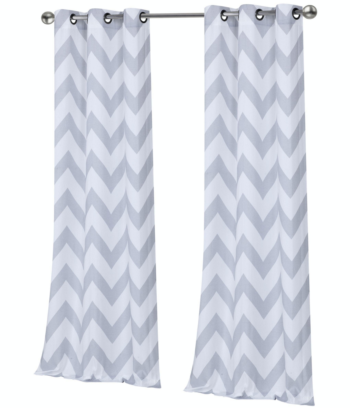 Kate Aurora Living 2 Piece& White Metallic Chevron Grommet Curtain Panels - 84 in. Long - Silver
