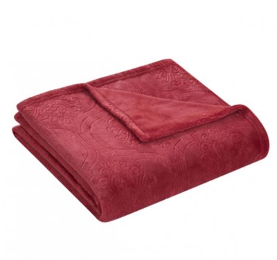 Ultra Soft Plush Ogee Damask Embossed Fleece Throw Blanket, 50" Wx 60" L