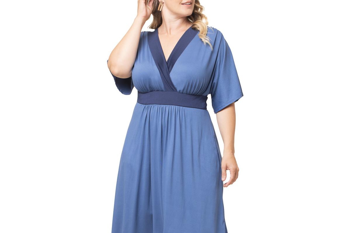 Kiyonna Plus Size Paige Color Block Midi Dress