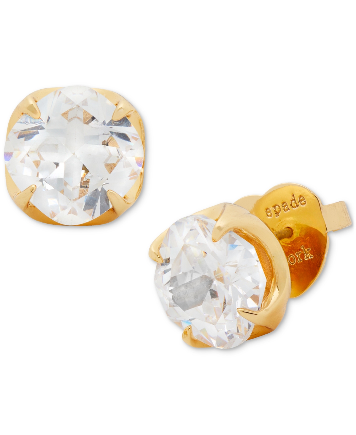 Gold-Tone Cubic Zirconia Flower Stud Earrings - Light Coral